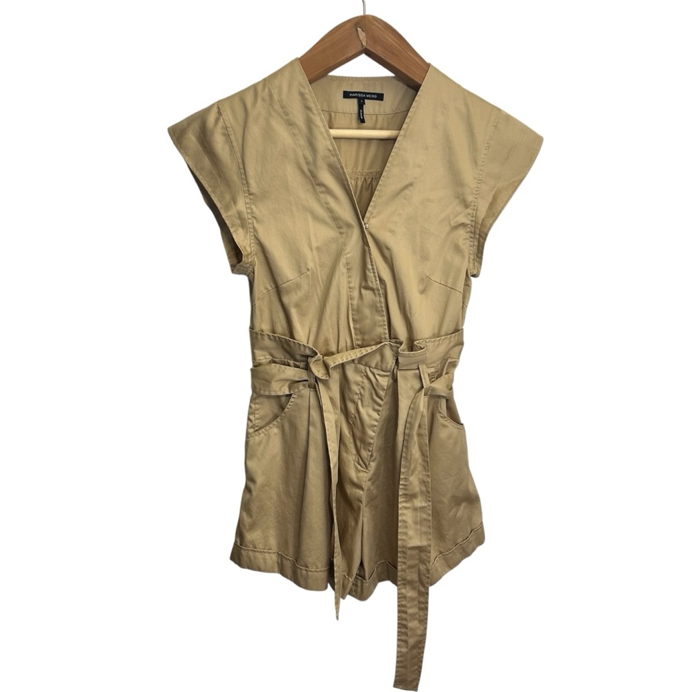 Marissa Webb Dixon Paper Bag Sateen Romper in Latte Imported Size 4 V-Neck Dress